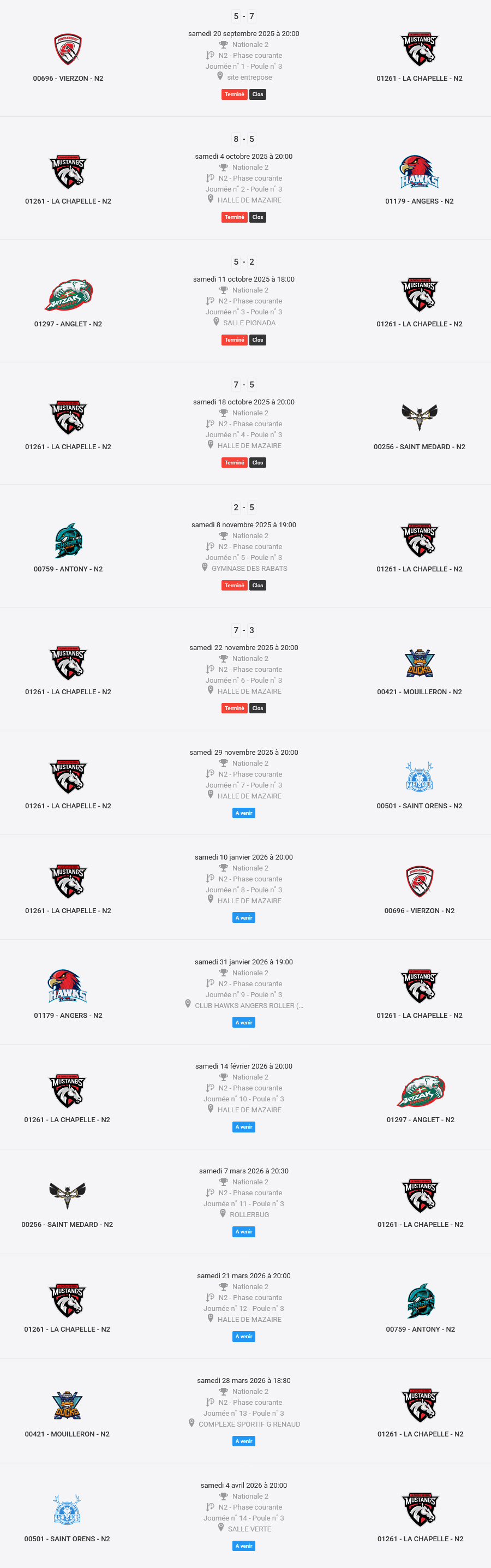 calendrier N2 2025/2026 J6