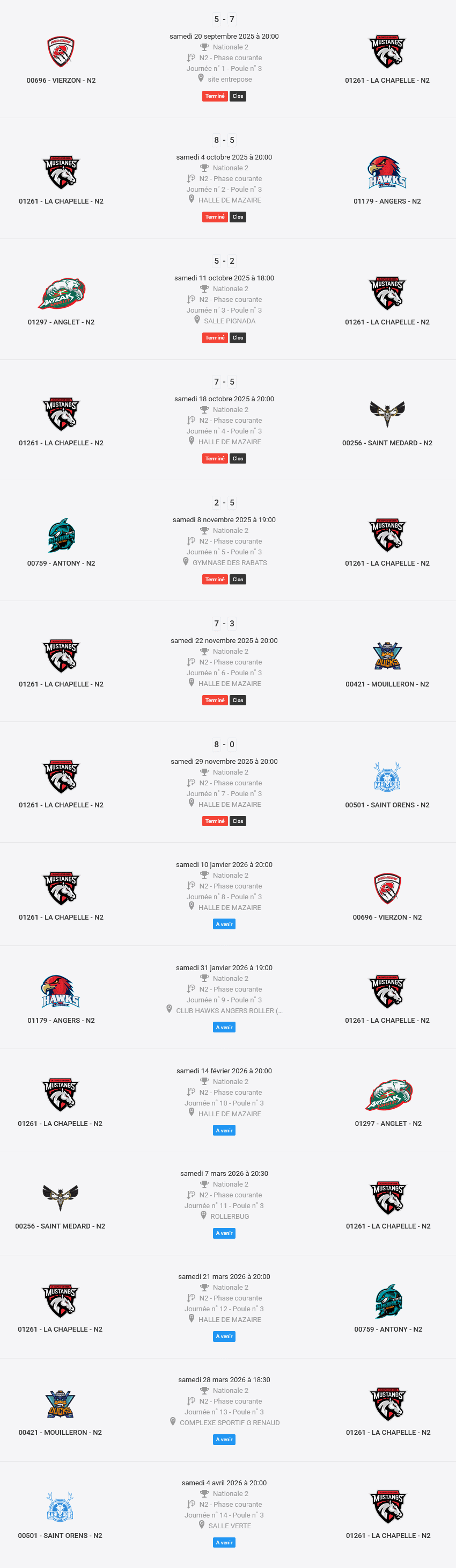 calendrier N2 2025/2026 J7